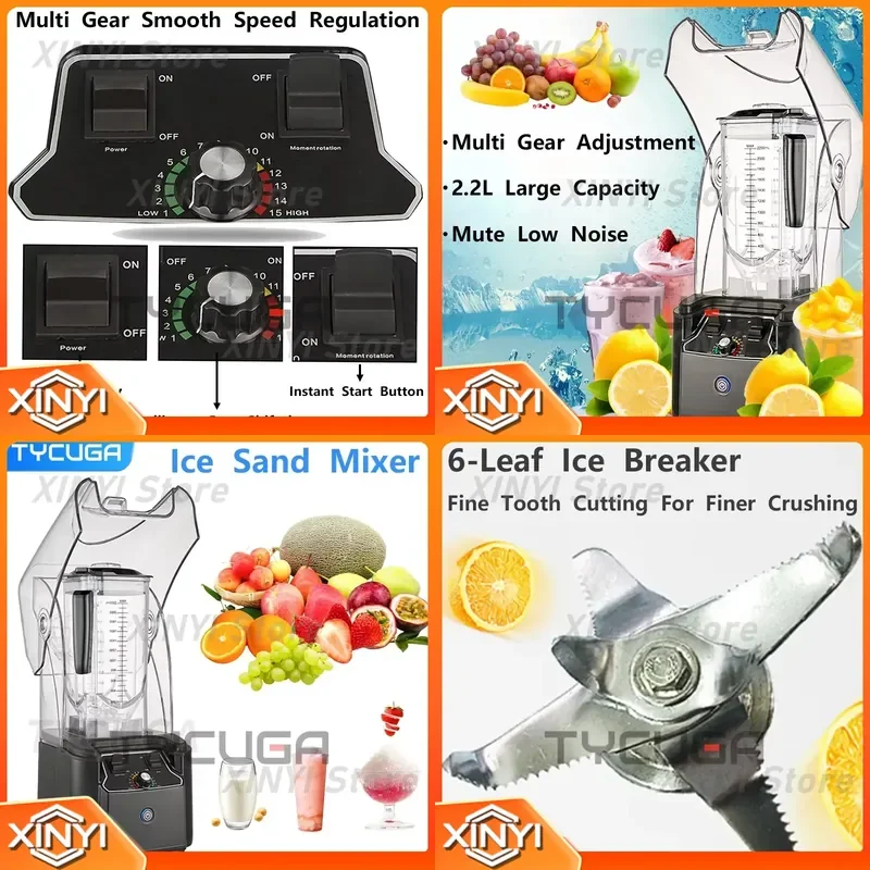 for Electric Blender Mixer Commercial Fruit Food Ice Crusher Smoothie Juicer Maker Grain Grinder Multifunction Food Processor