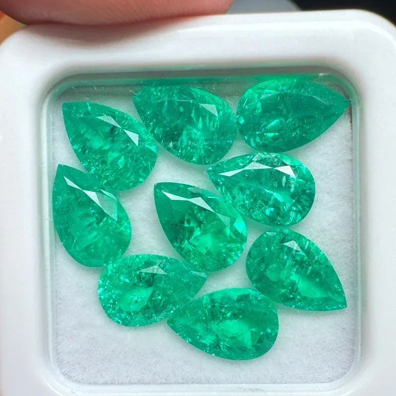 Top Pear Shape Colombia Emerald Lab Grown Stones Natural Colour Rich Content Charms for Jewelry Making Extremely Shiny Wholesale