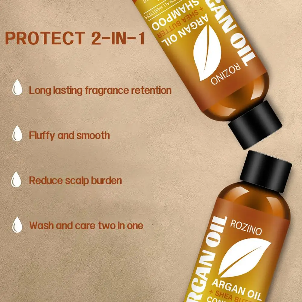 Argan Oil Shampoo Conditioner Set 200ml Scalp Soothing Treatment Anti-Dandruff Anti-Itch Oil Control Hair Care Fresh