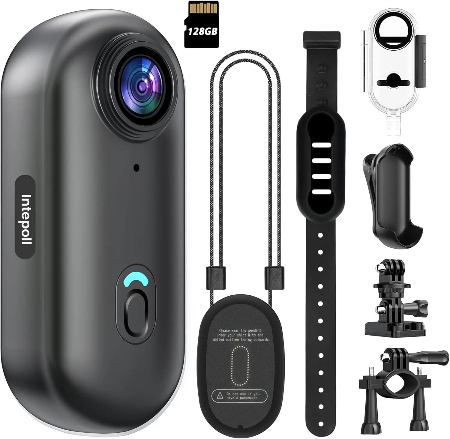 

4K Mini WiFi Action Camera with 128GB, IPX7 Waterproof, Helmet Mount for Cycling, Vlogging