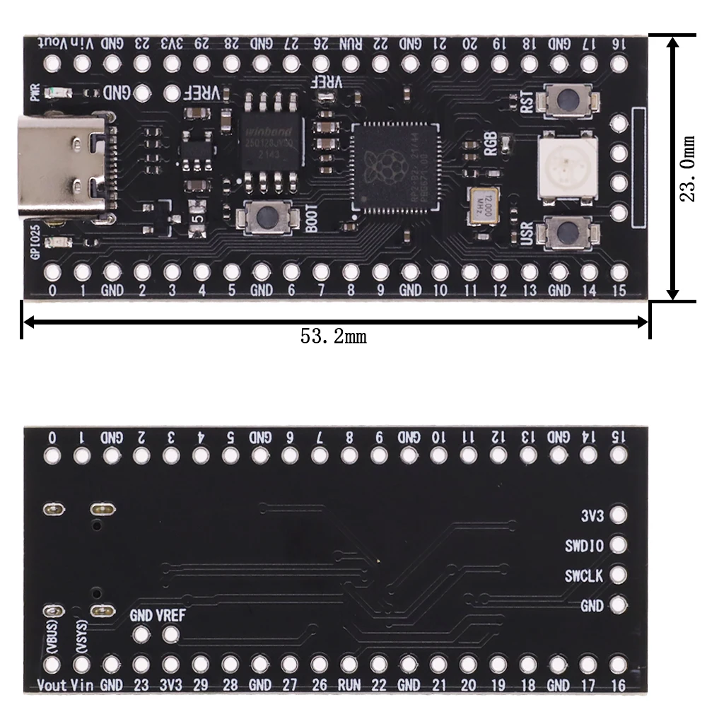 Raspberry Pi Pico Development Board TYPE-C High-Performance Microcontroller Board 128Mbit 4M 16MB Dual-Core ARM Processor RP2040