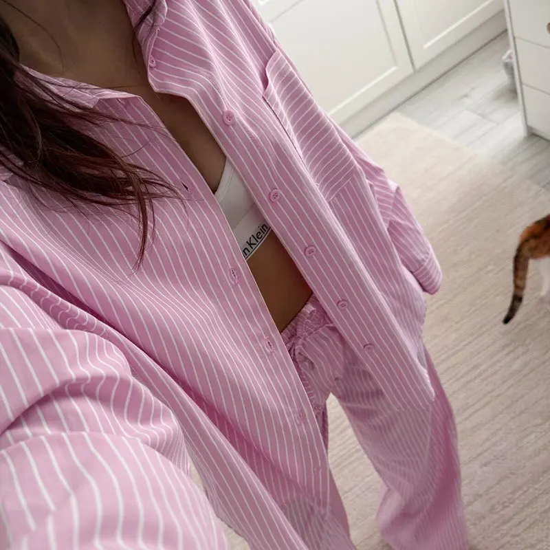 Moda azul impressão 2 peça define mulher outfit elegante manga longa único breasted camisas e cintura alta calças retas conjunto