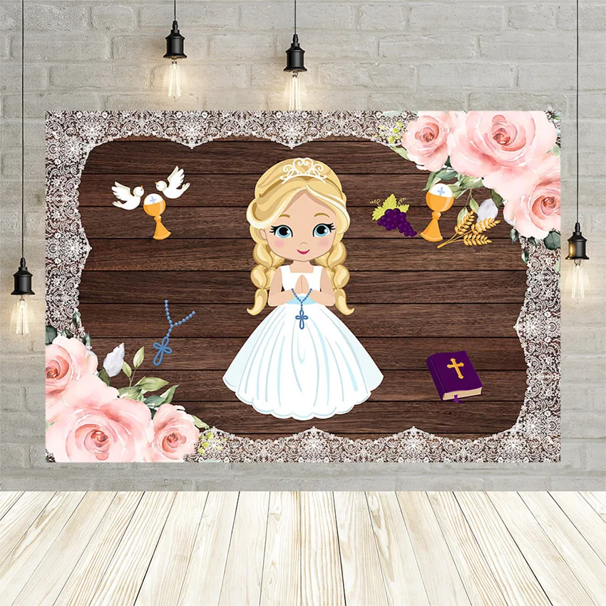 Mehofond Photography Background Baptism Communion Little Princess Bless Wood Backdrop Flower Floral Grape Photo Studio Photozone