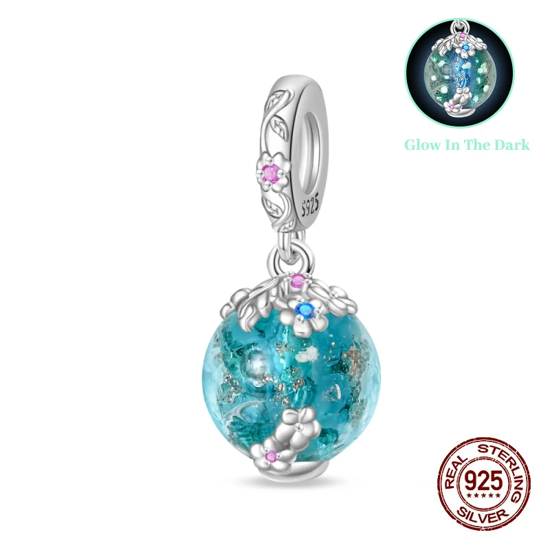 

Подвески из стерлингового серебра 925 пробы, светящиеся цветы, тычинки, подвески, подходят для оригинальных подвесок, браслетов, бусин, ювелирные аксессуары «сделай сам»