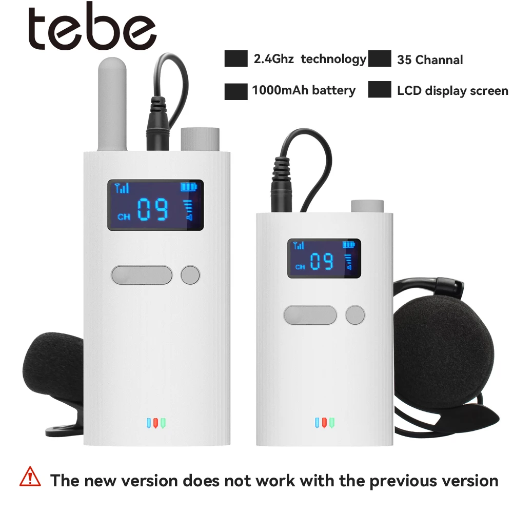 Tebe Wireless Microphone Tour Guided System Portable Audio Transmitter Receiver Interpretation Earphone for Travelling Meeting