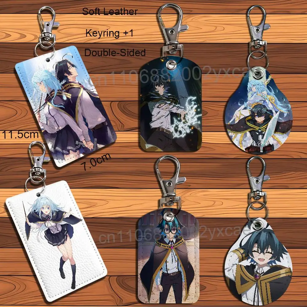 talen Will Serfort Wistoria Wand and Sword Rectangle ID Card Case Keychain Access Card Bag Key Tag Ring Leather Card Holder