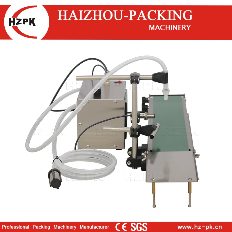 HZPK Table Top Digital Control Electric Small Volume Plastic Bottle Water Cosmetic Liquid Oil Filling Machine With Conveyor Auto