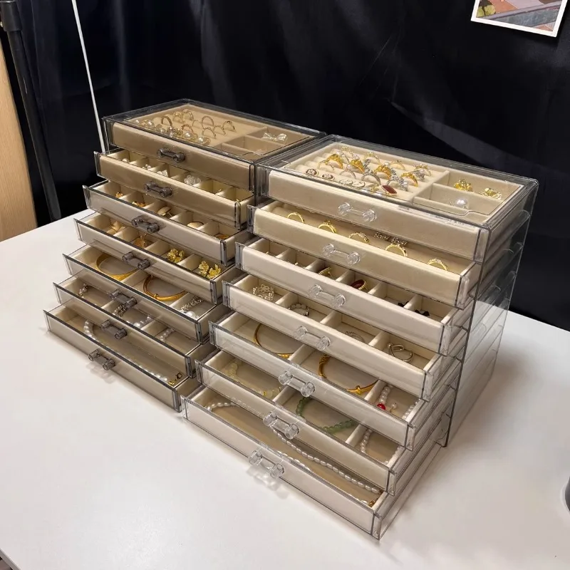 

Jewelry box, seven-layer large-capacity earrings, studs, earrings, trinkets, storage box, household multi-grid classification, t