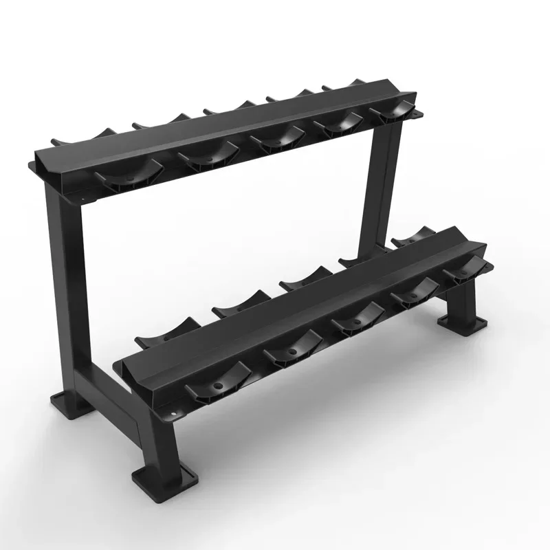 Fixed gym commercial double-layer dumbbell rack, round head hexagonal dumbbell rack