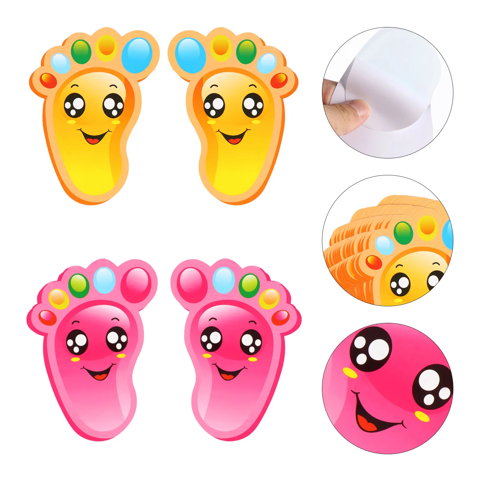 

30 Pairs Footprint Stickers for Kids Lovely Cartoon Design Safe Durable Material Indoor Outdoor Use School Floor Decor