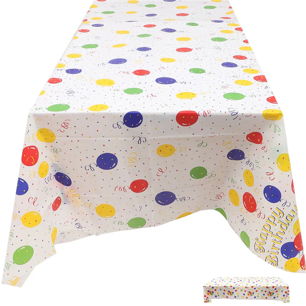 

2pcs Balloon Tablecloth Thickened Plastic Birthday Party Table Cover Reusable Waterproof Cartoon Pattern Kids Festival Theme