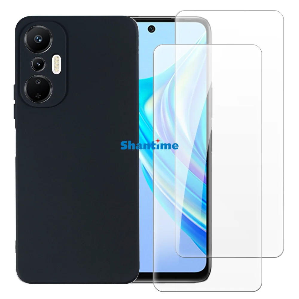 Soft Case + 2 Pack Tempered Glass Screen Protectors for Infinix Hot 20S, 20S Free Fire X6827, Neon Edition Full-Body Protection