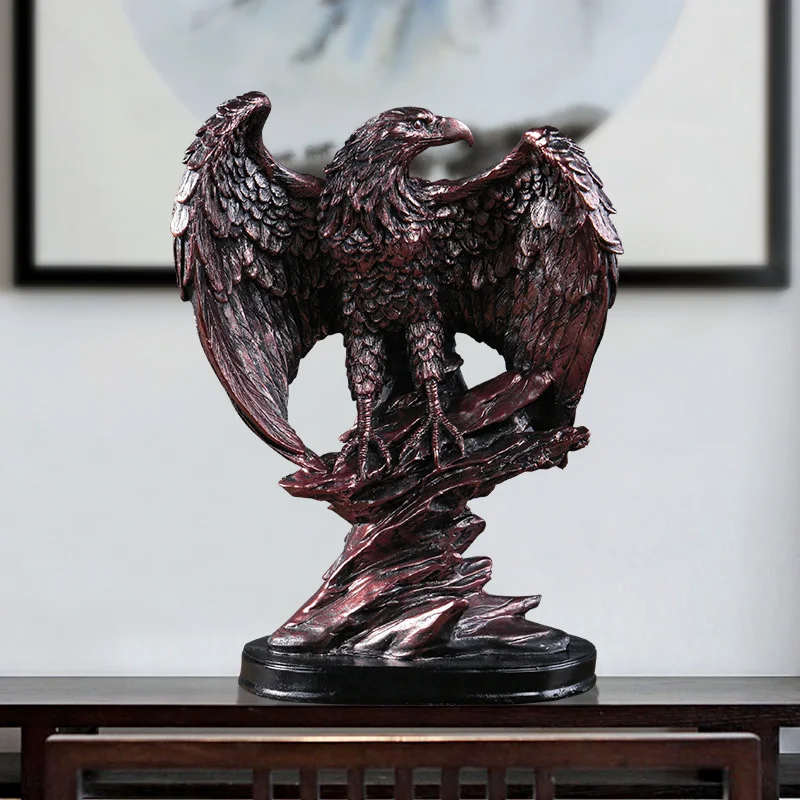 New Retro Resin Eagle Statue Art Collection Item Animal Figurines Home Living Room Boss Office Desktop Decoration Object Craft