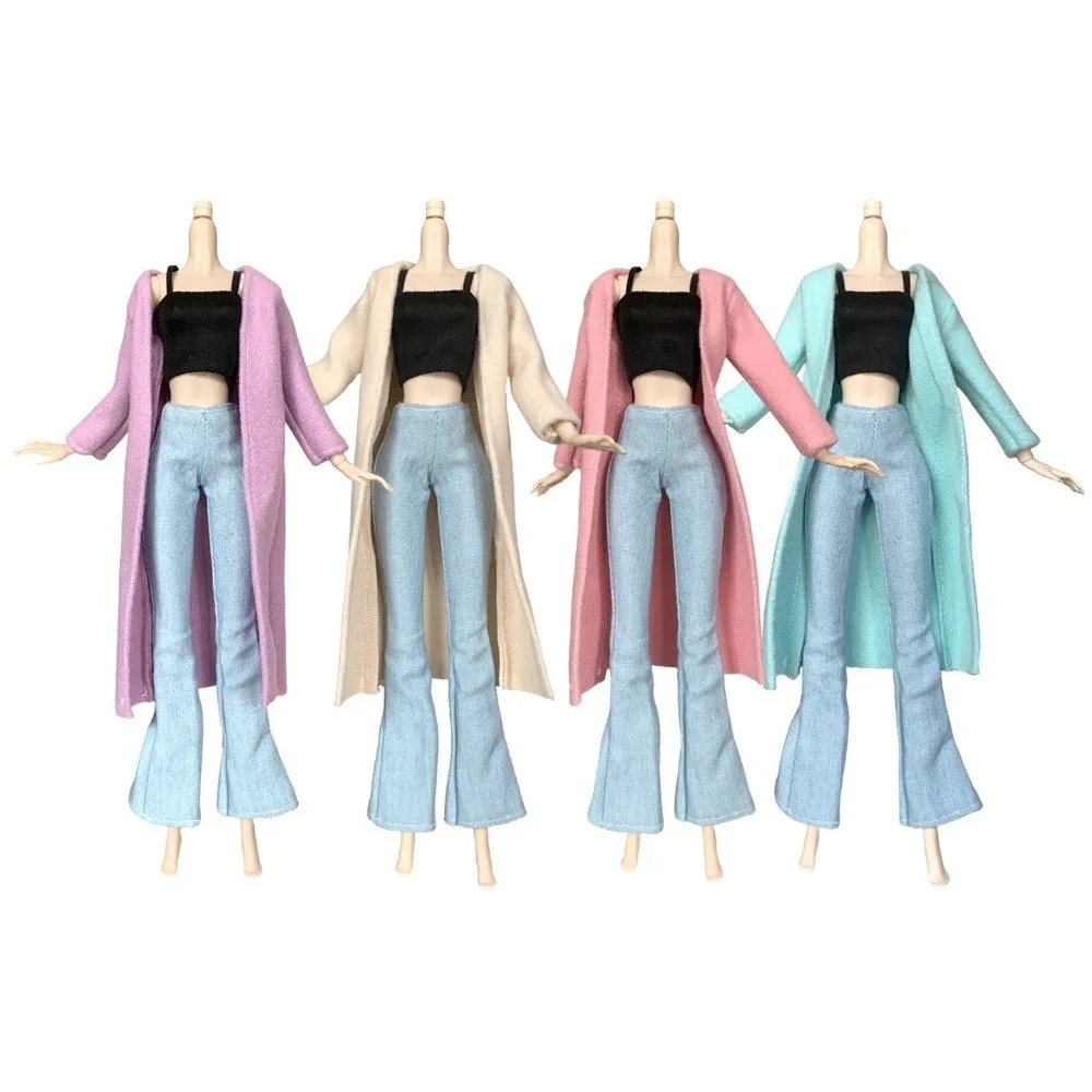 New 1/6 Scale Doll Clothes Set 11.5Inch Fit Long Cardigan Fashion Doll Outfit Crop Top Doll Clothing For Supermodel BB FR Doll