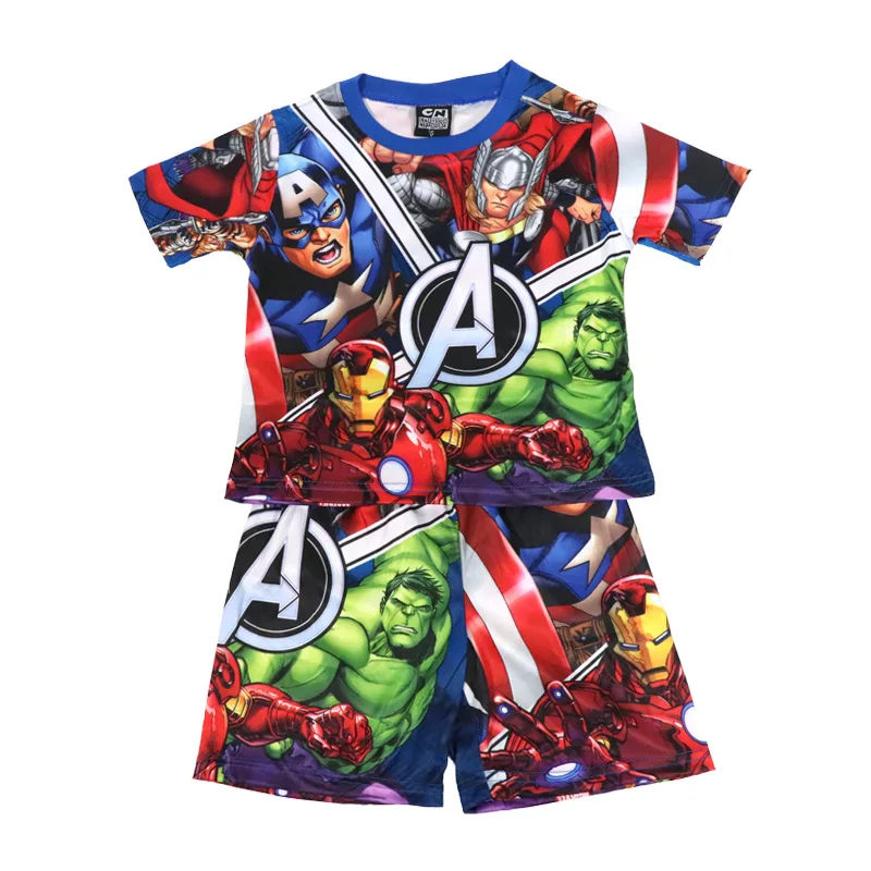 Conjunto de Pijamas para niños, camiseta de manga corta, pantalones cortos de superhéroe, disfraz de Spiderman, Pijamas para niños, niños, niñas,