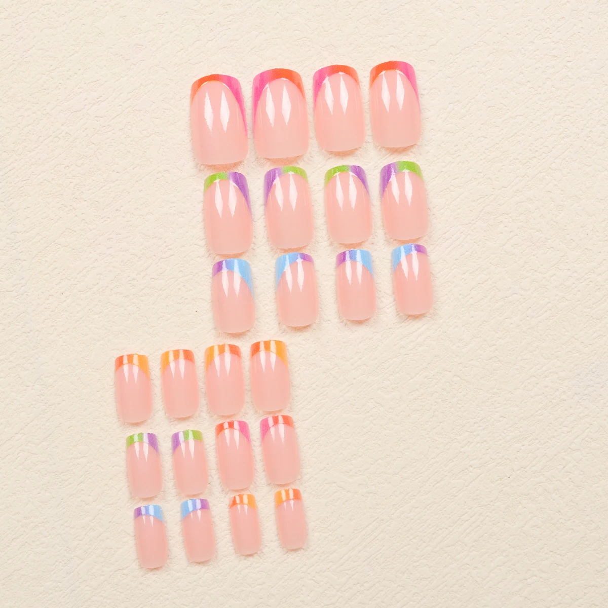 Parche de uñas francesas dobles de Color fresco Simple, cuadrado medio, 24