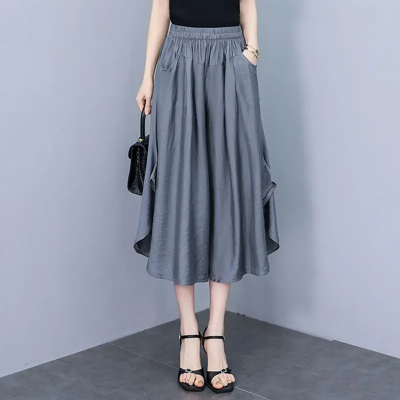 レディース無地スラックス、コットン素材、伸縮性のある秋のシックでエレガントなバギートレンド2025、Gワンサイズ、ゆったりパンツ