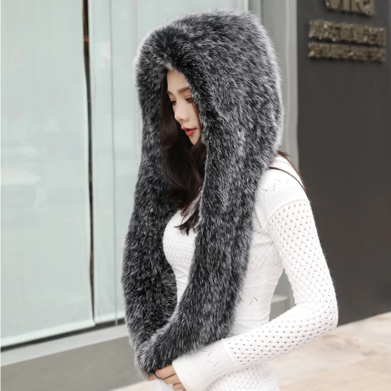 2026 Fashion Lady Real Fox Fur Hat Scarf Winter Warm Fluffy 100