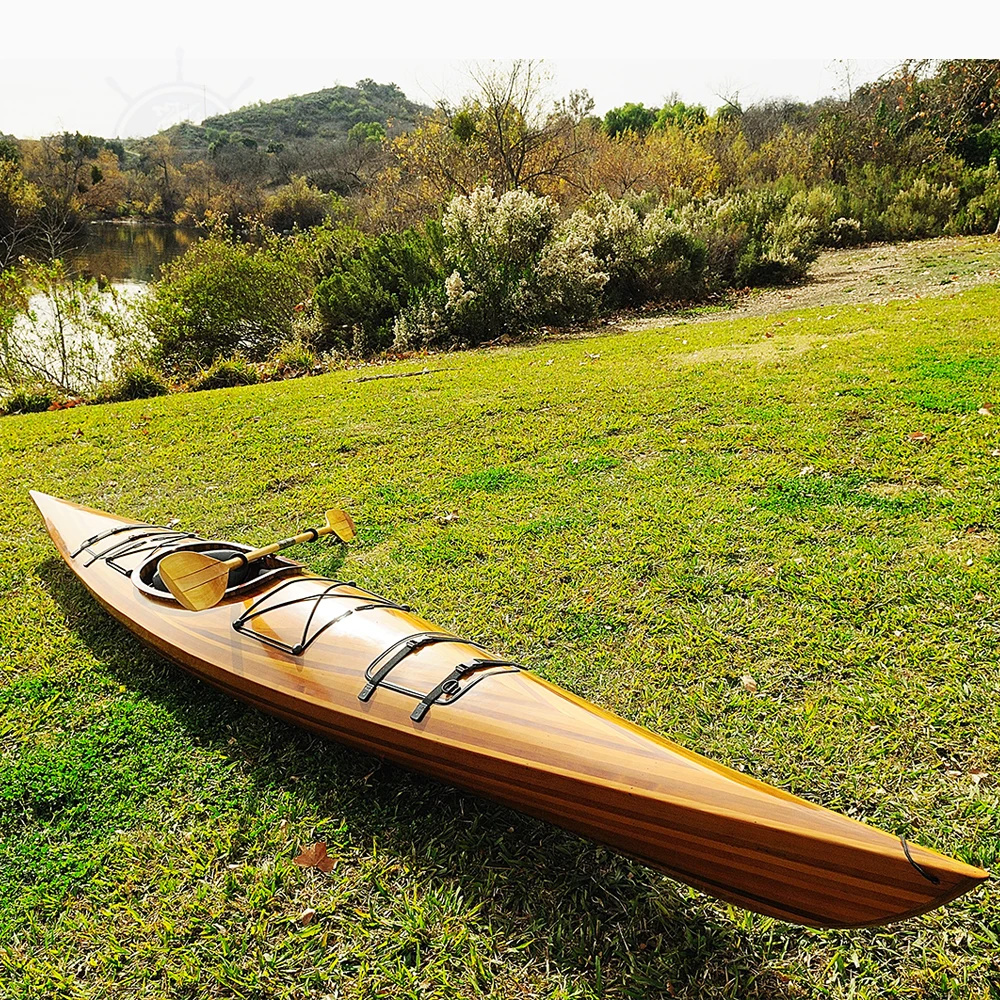 

Wooden Single Person Kayak with Paddle for River and Lake Rowing or Recreation (450Lx 62W x 37.5H cm)