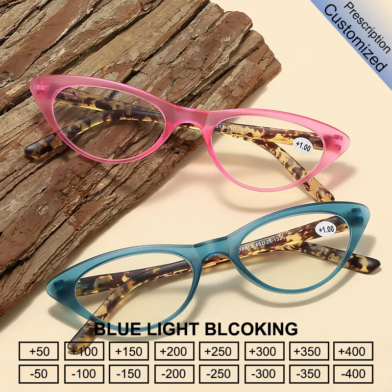 Винтажные очки для чтения с анти-синим светом «кошачий глаз», женские очки для близорукости, оптические линзы по рецепту, сексуальная женская оправа для очков