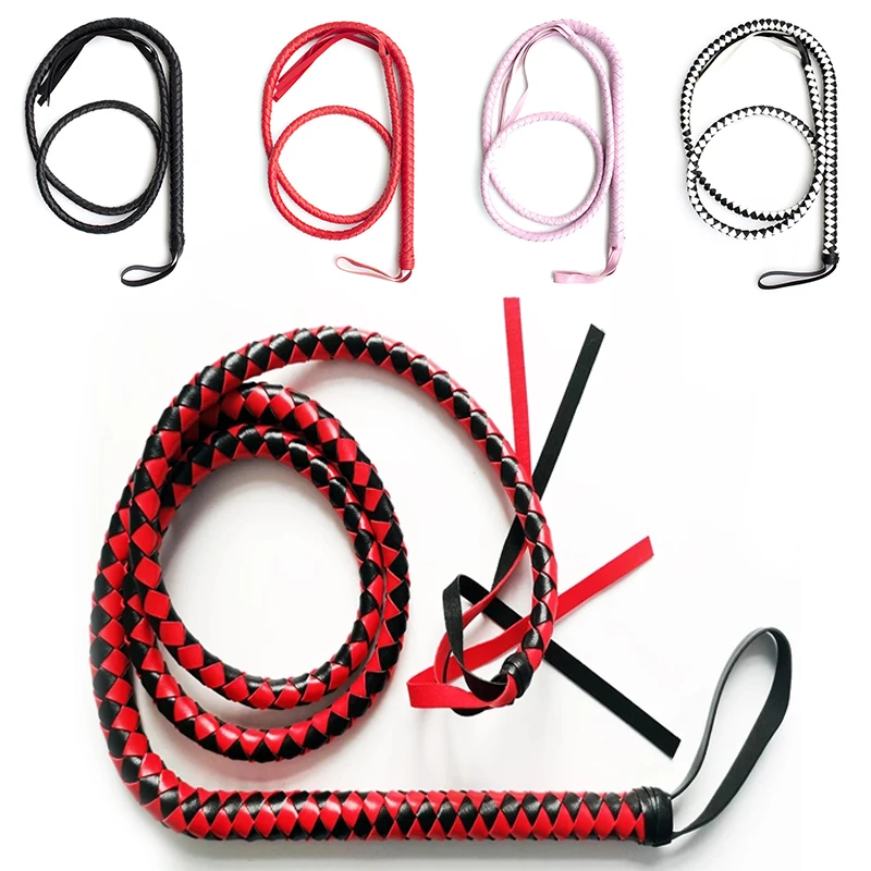 1.8m Long Faux Leather Braided Whip Handle Riding Crop Queen   Restraint Spanking Paddle Slave Custom Sex Toys for Adult Couples