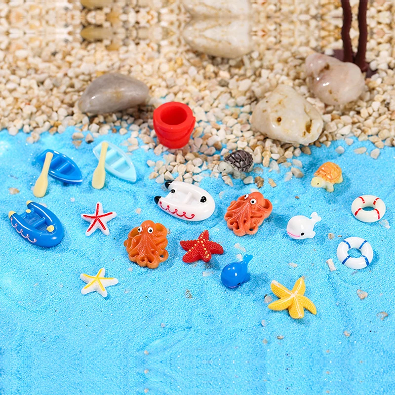 1PC Ocean Beach Style Miniatures Artificial Mini Boat Paddle Micro Landscape For home Garden Fish Tank Decoration DIY Accessorie