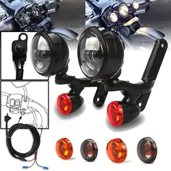 4.5'' LED Fog Lighting Passing Auxiliary Bracket for harley custom dynamics lights road king street glide Turn Signal