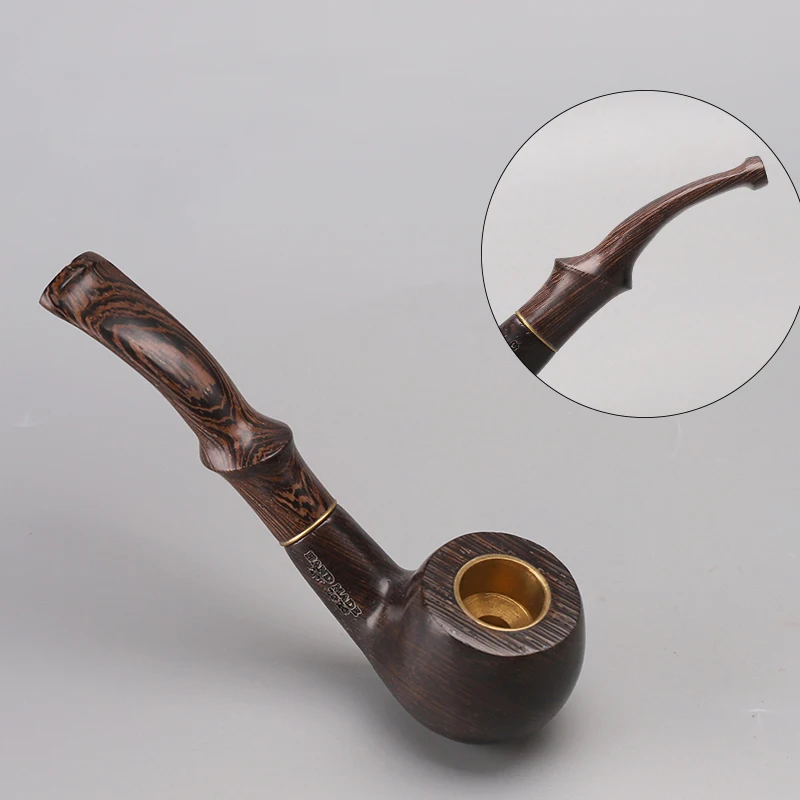 MUXIANG Handmade Wenge Wood Bent Stem Mouthpieces Tobacco Pipe for Smoking with 9mm Filters  Free 10 Pipe  Cleaning Tools aj0018