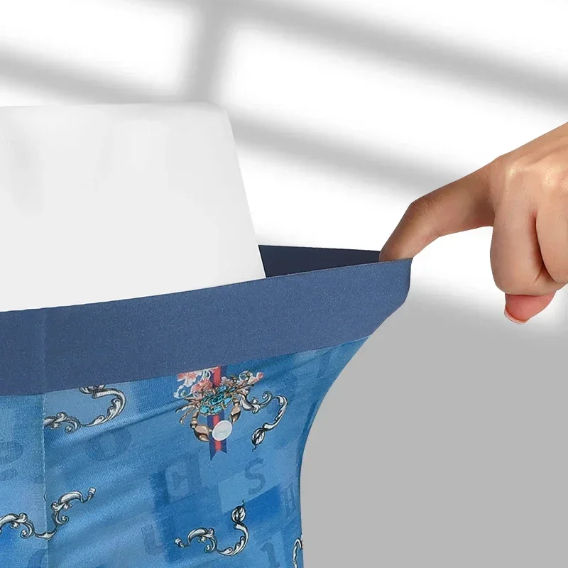 

5PCS Men's seamless underwear, breathable and antibacterial quad-angled underwear, summer thin men's boxer shorts