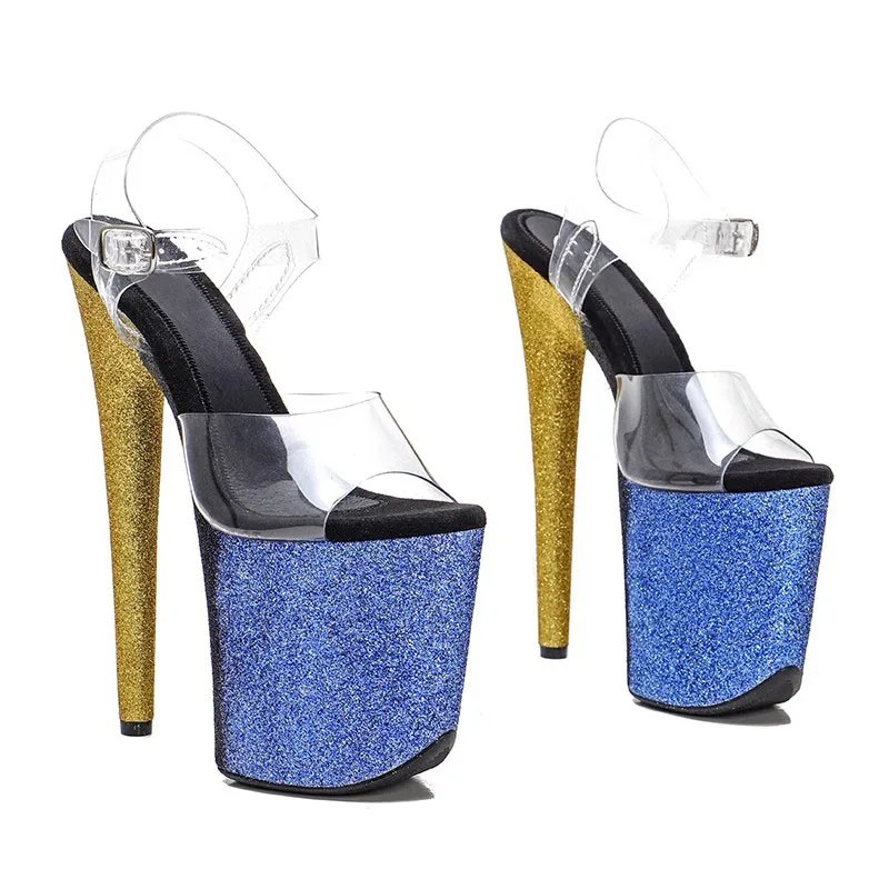 

LAIJIANJINXIA New 20CM/8Inch PVC Upper Sexy Exotic Women/Girl Sandals Platform Fashion High Heels Pole Dancing Shoes 100