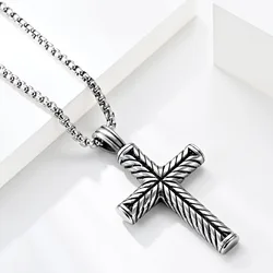 Fashion Men's Stainless Steel Cast Cross Classic Titanium Steel Pendants Punk Rock Prayer Necklace Religious Wish Party Jewelry