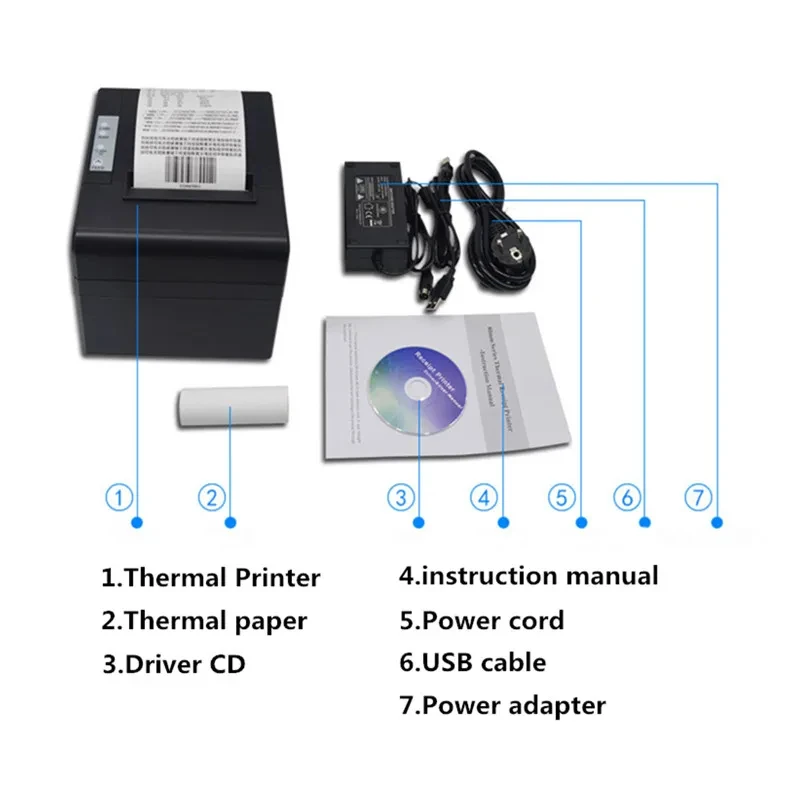 ZJ-8330 Supermarket Retail Catering Cashier Bill Automatic Paper Cutting USB Bluetooth 80mm Thermal Receipt Printer For Windows