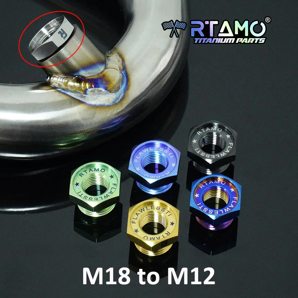 

Титановый адаптер датчика кислорода RTAMO Gr5 O2 от M18 до M12 для модифицированной выхлопной трубы мотоцикла
