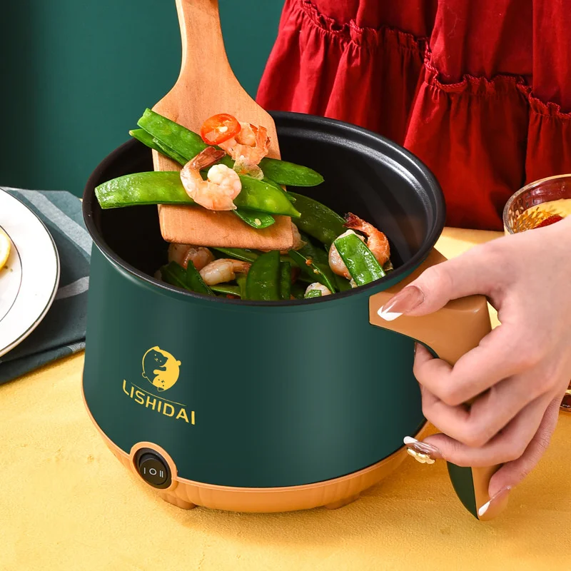 Máquina de Cocina eléctrica multifuncional, Mini olla caliente de doble capa, sartén antiadherente para estudiantes, calentador de freír, sartén de 220V ZD08