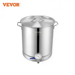 VEVOR Stainless Steel Kettle 16 GALLON Brewing Pot Tri Ply Bottom for Beer Brew Kettle Pot Home Brewing Supplies Includes Lid