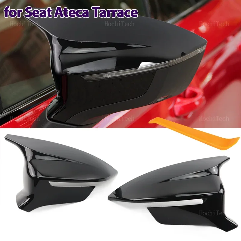 2x Sport style Black Side Mirror cover Caps for Seat Cupra Ateca KH7 Tarraco KN2 2016-2024