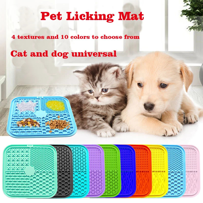 Solid Color Silicone Pet Licking Mat Cat and Dog Anti-choking With Slow Food Bowl Puppy istracted Licking Plate Cutlery