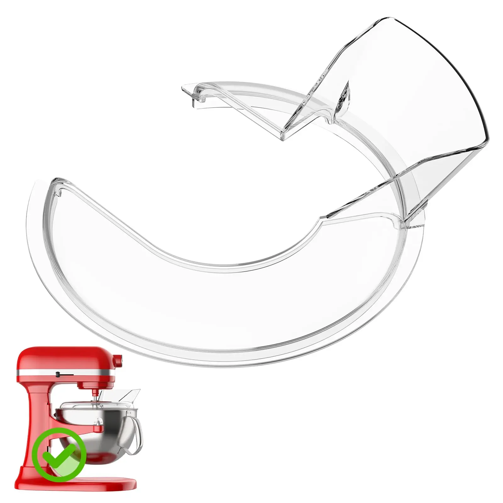 Pouring Shield for KitchenAid 4.5 and 5 Quart Tilt Head Stand Mixers Clear Secure Fit Splatter Guard Dishwasher Safe