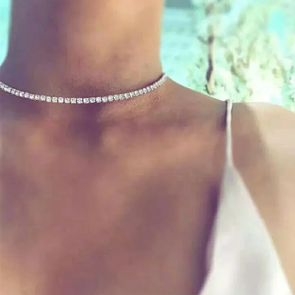 FSUNION 2025 New Luxury Rhinestone Choker Necklace for Women Temperament Collar Fashion Jewelry Accessories Birthday Gifts