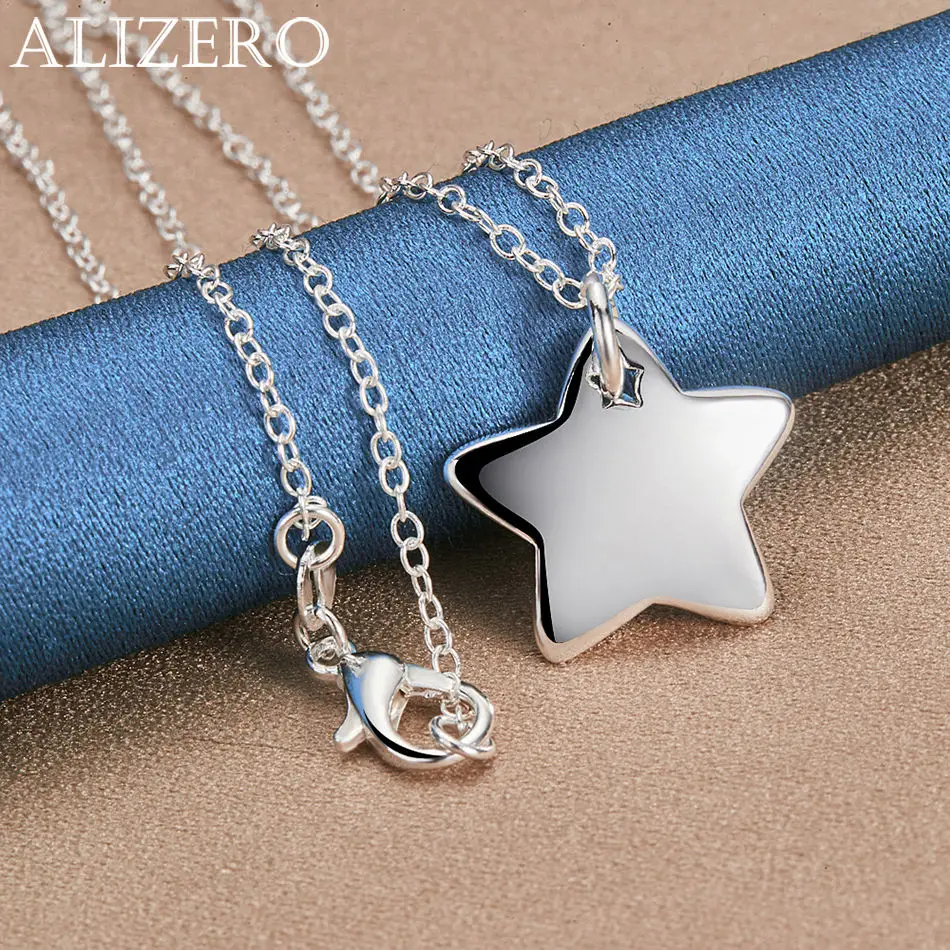 

ALIZERO 925 Sterling Silver Star Pendant Necklaces With 16-30 inch Chain Women Men Lady Fashion Jewelry Holiday Gifts