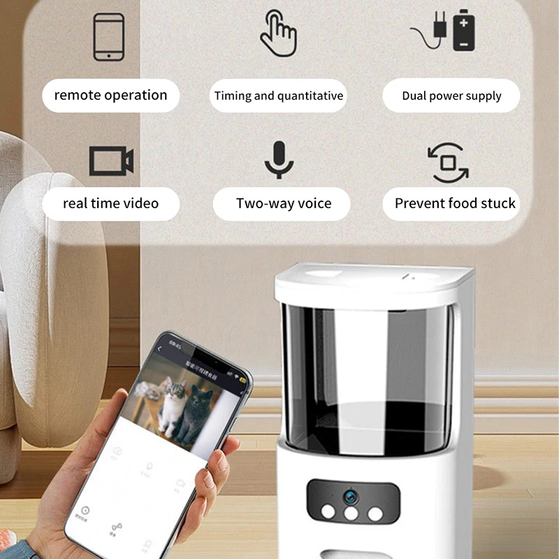 Wifi Smart Pet Feeder With Camera 4L 6L Capacity Automatic Dog Cat Food Dispenser Timer Programmable Feeding For Pet Supplies