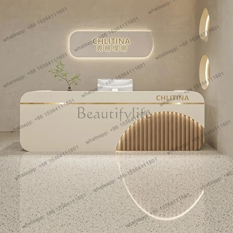 Light luxury simple modern clothing store checkout page beauty salon reception desk yoga room small bar table