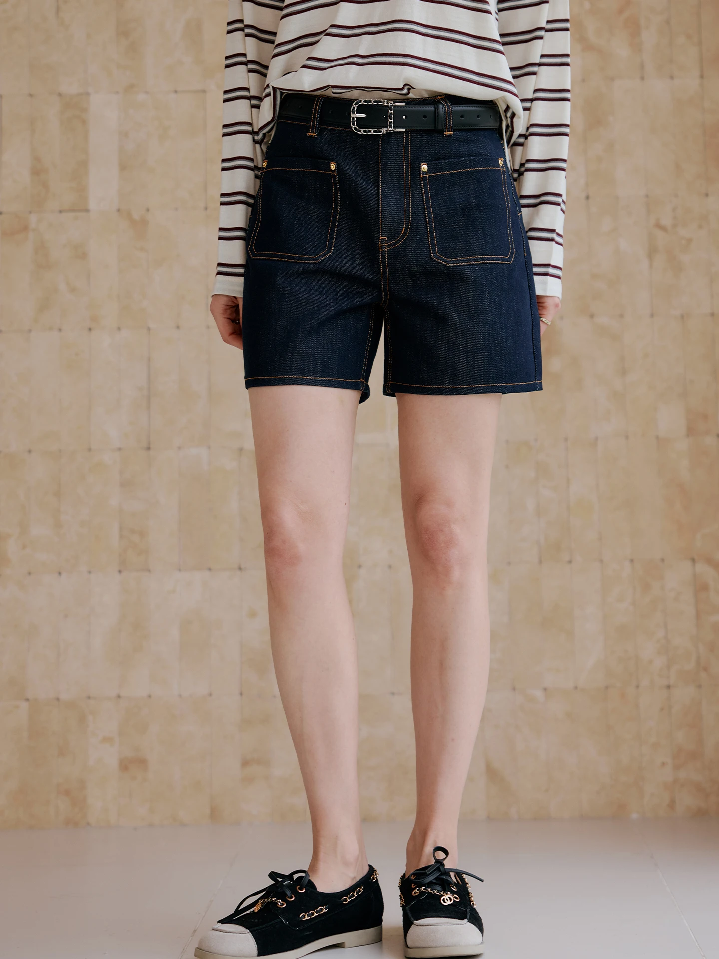 

SOV Soft Candy Denim Original Color Straight Leg Pants Shorts Four-Sided Elastic Non-Fading Women's Jeans Cotton Natural Waist