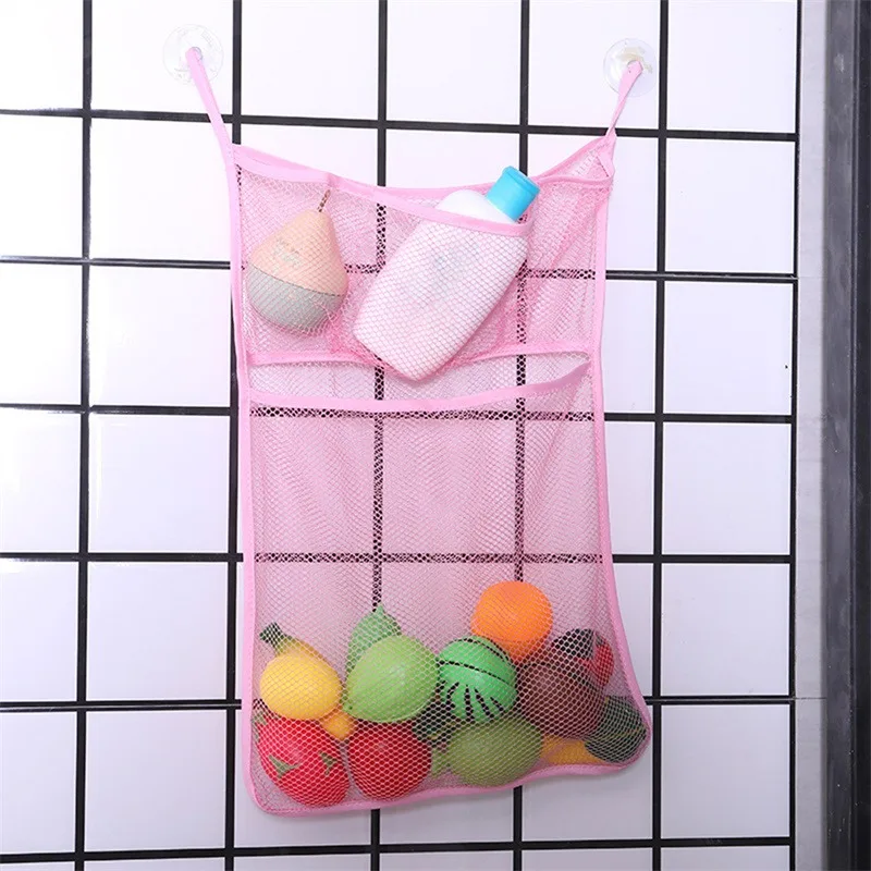 Baby Bathroom Mesh Bag for Children Bath Toy Net Suction Cup Baskets Kids Bathtub Doll Organizer Storage