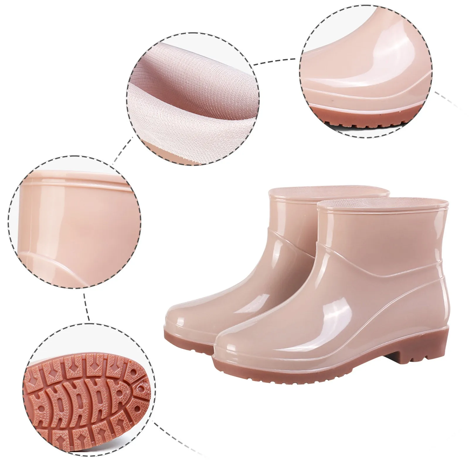 Rain Boots Women Work Garden Galoshes Waterproof Rubber Boot Non-slip Rainshoes Lightweight Soft Sole Botas De Lluvia Para Mujer