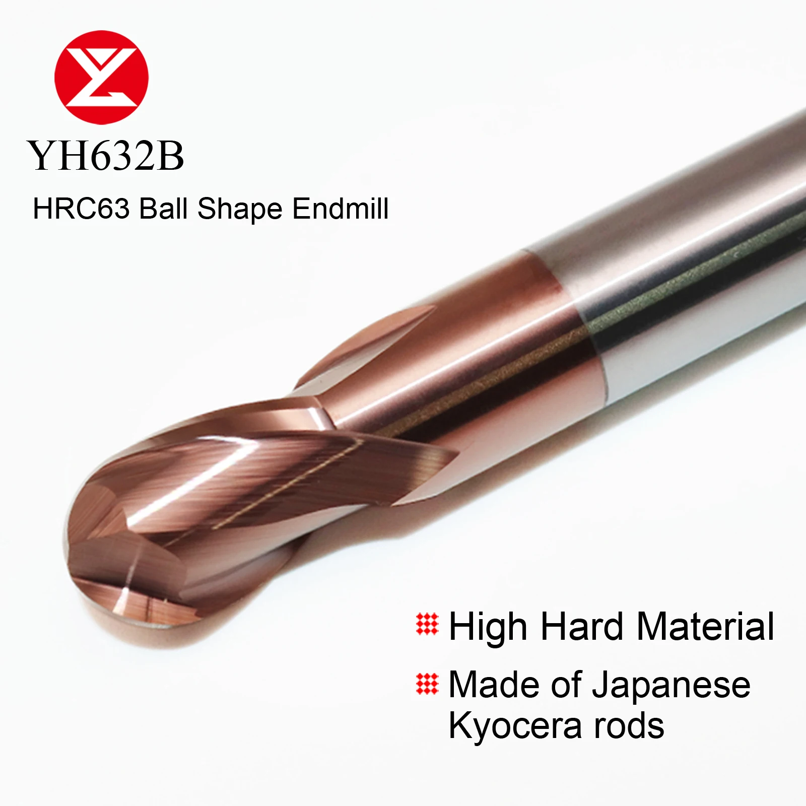 CNC HRC63 2 Flute Ball Shape Solid Carbide Endmill R3 R4 R5 With Coating For Harded Milling Cutter Materail Router Cutting tool