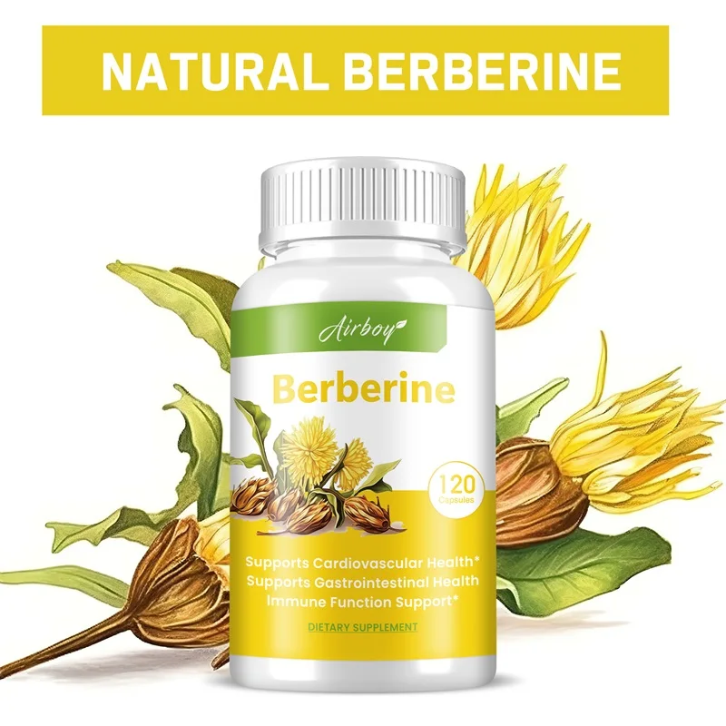 

Berberine Capsules - Supports Heart Health, Cholesterol & Blood Sugar Levels in A Normal Range, Non-GMO Supplement