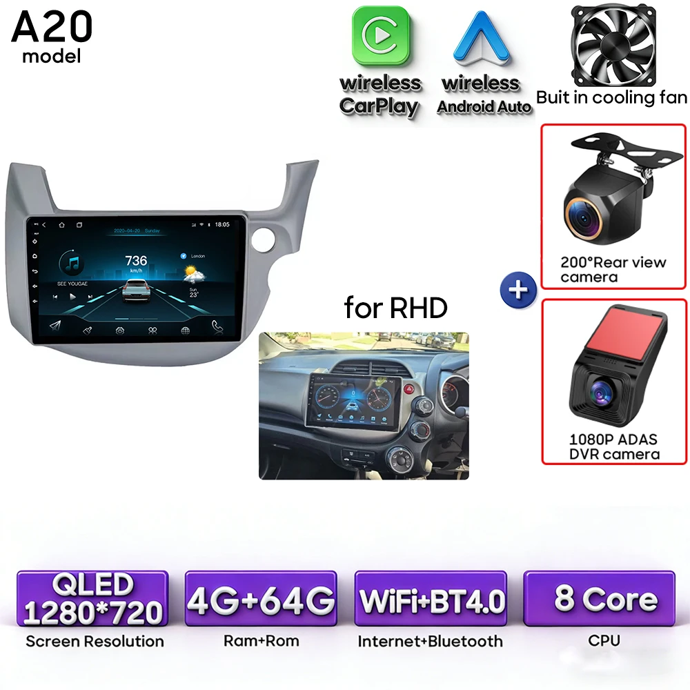 Android 16 For Honda Jazz 2 GG 2008 - 2014 Fit 2 GE GP GE 2007 - 2014 Car Radio Multimedia Video Player GPS Navigation CarPlay image 3