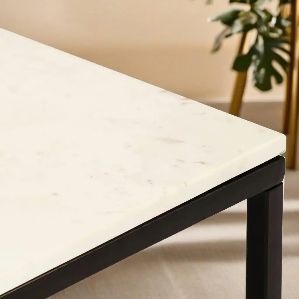 para mesa de centro com textura de mármore branco 15,7x15,7x13,8 pedra real design moderno e elegante