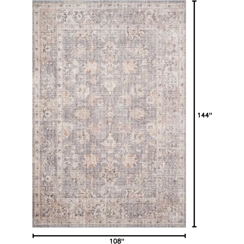 Skye Collection SKY-01 رمادي/مشمش 9'-0" x 12'-0"،.13 بوصة سميكة، سجادة منطقة، ناعمة، متينة، مستوحاة من الطراز العتيق